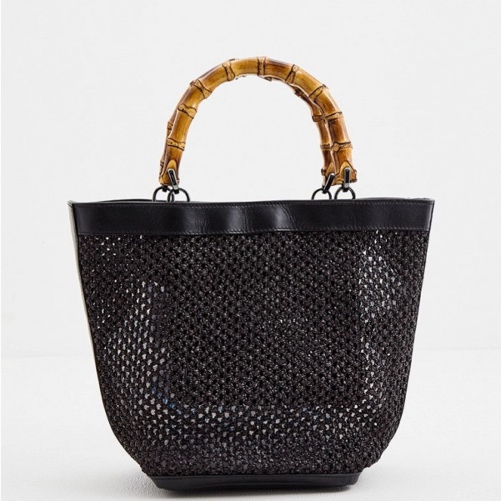 Weekend Max Mara Mesh Basket Tote Bag with Bamboo Handles